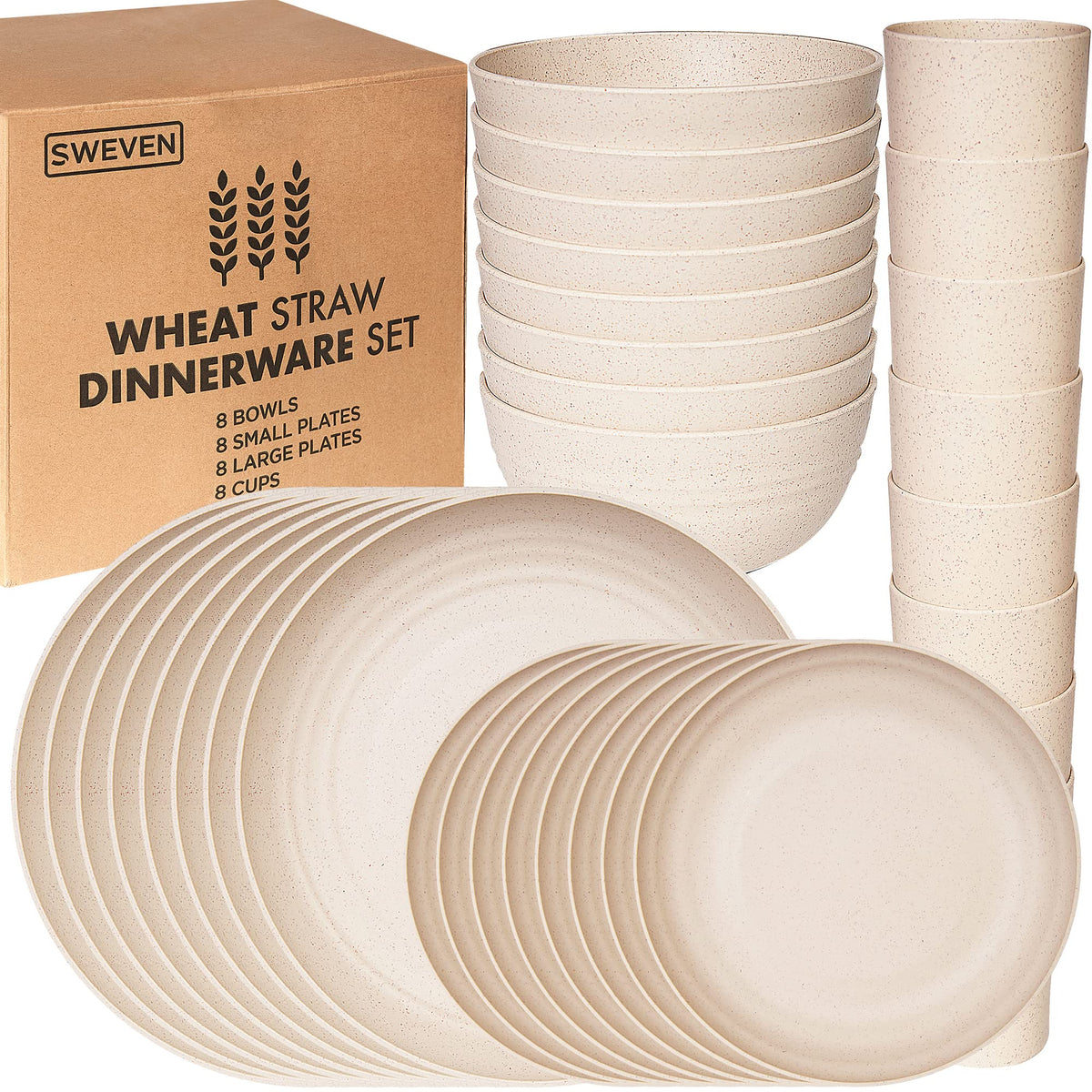 Wheat Straw Dinnerware Sets | Unbreakable Dinnerware Sets | Dishwasher Microwave Safe Dinnerware | Eco Friendly Non Breakable Dinnerware Sets | RV Outdoor Camping (Black, Service for 4 (16 pcs))
