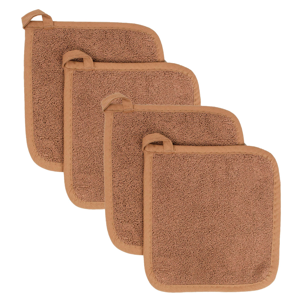 RITZ Terry Potholder & Hot Pad: Unparalleled Heat Resistant, Durable 100% Cotton – Ergonomically Designed for Optimal Grip – Easy-Care Machine Washable – 4-Pack, Copper