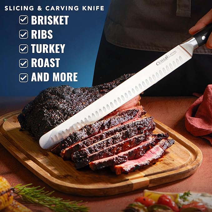 Cutluxe Brisket Knife, 12" Carving & Slicing Knife for Meat & BBQ