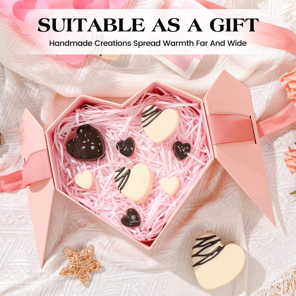 AOTASO 1 Inch Mini Heart Shaped Silicone Molds for Chocolate, Candy, Gummy, Soap (Set of 2, Pink)