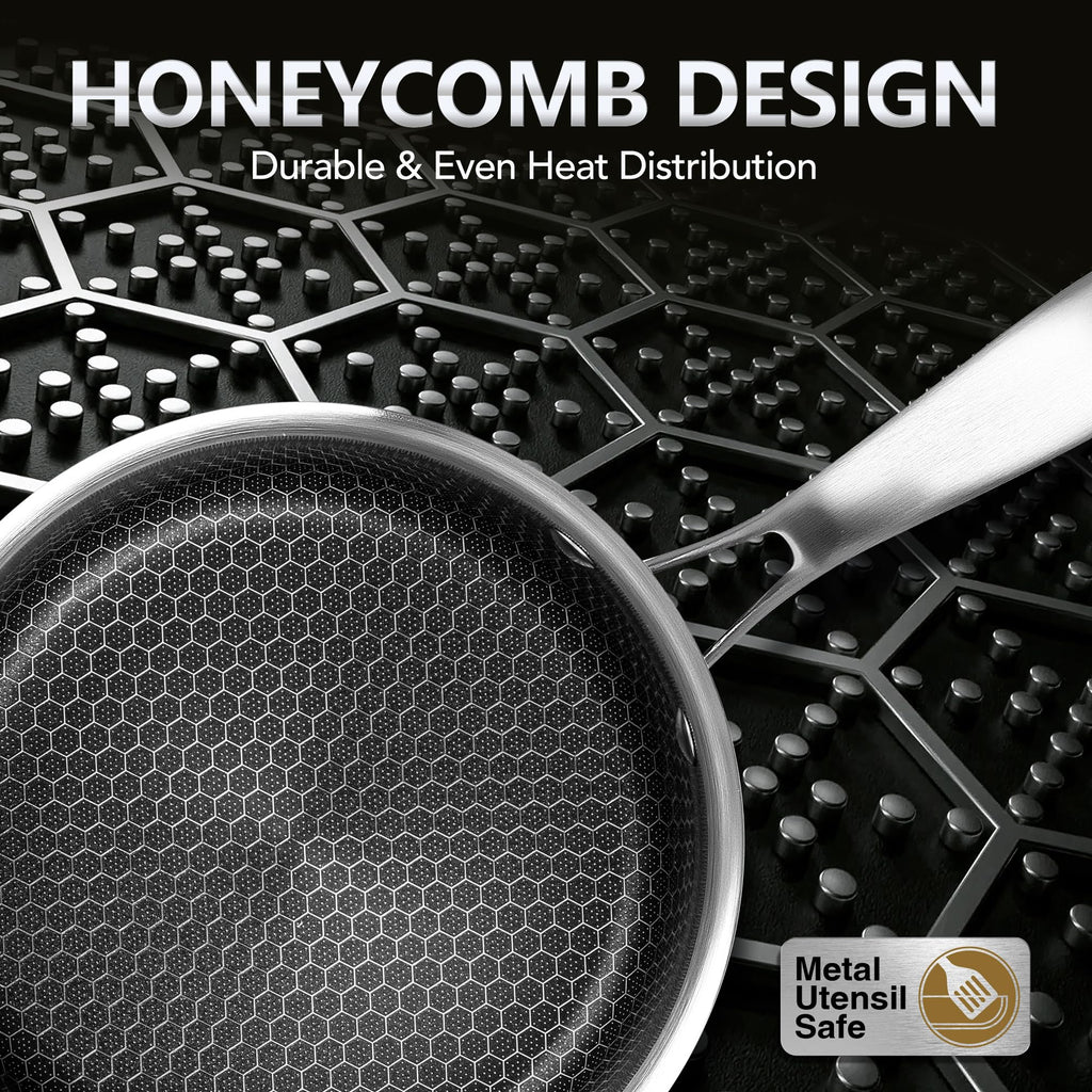 MICHELANGELO Triply Stainless Steel Pot Set, Hybrid Nonstick Saucepan Set with Lids, Induction Compatible Heavy Duty Sauce Pan 1QT & 2QT & 3QT, Honeycomb Interior, Dishwasher Safe Cookware - 6 Piece