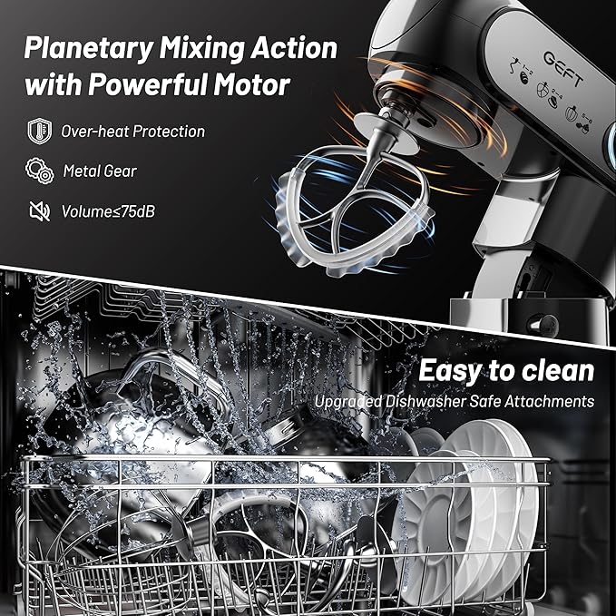 GEFT Stand Mixer, 3.5QT&6QT Bowls Mixers Kitchen Electric Stand Mixer Black