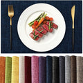 KXN Placemats Set of 8, Dual-Layer Thickened Faux Linen Table Mats, Heat Resistant & Wrinkle-Free, Machine Washable Cloth Place Mats for Kitchen Dining Indoor Outdoor (Navy Blue)