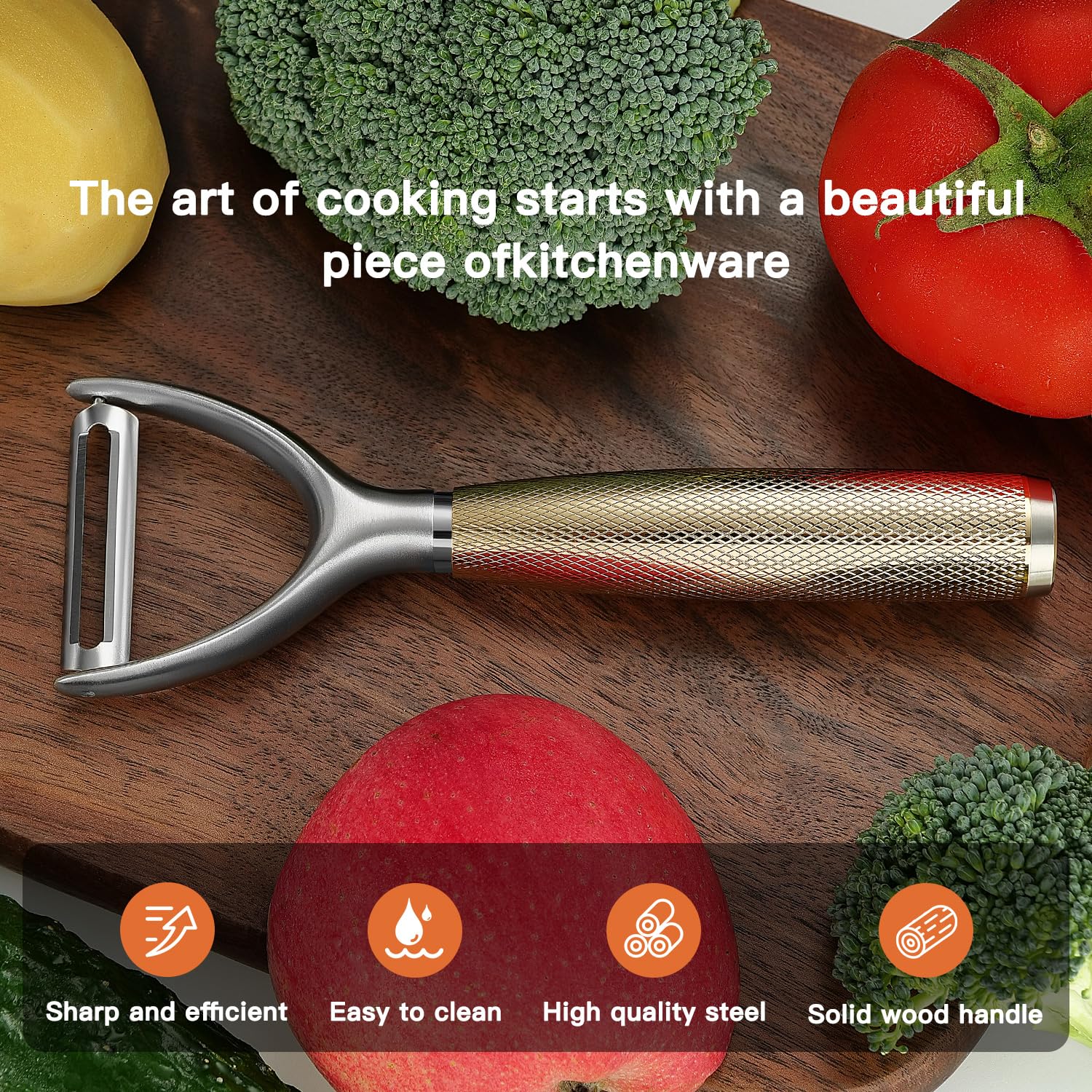 KULUNER Luxury Y-Type Vegetable Peeler – 24K Gold Plated Handle, 304 Stainless Steel Ultra Sharp Blade, Ideal for Potatoes, Apples, and Other Fruits & Vegetables