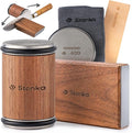 Stonka Walnut Rolling Knife Sharpener Kit – Premium Dark Wood, Diamond Wheels, Magnetic Angle Guide 15° & 20°, Leather Strop – Giftable Packaging