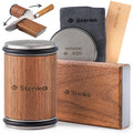 Stonka Walnut Rolling Knife Sharpener Kit – Premium Dark Wood, Diamond Wheels, Magnetic Angle Guide 15° & 20°, Leather Strop – Giftable Packaging