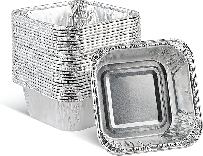 PLASTICPRO ''Disposable'' Mini Size 3'' X 3 X 2'' Inch Square Aluminum Tin Foil Baking Pans Bakeware - Cookware Perfect for Baking Cakes,Brownies,Bread, Meatloaf, Lasagna, Pack of 25