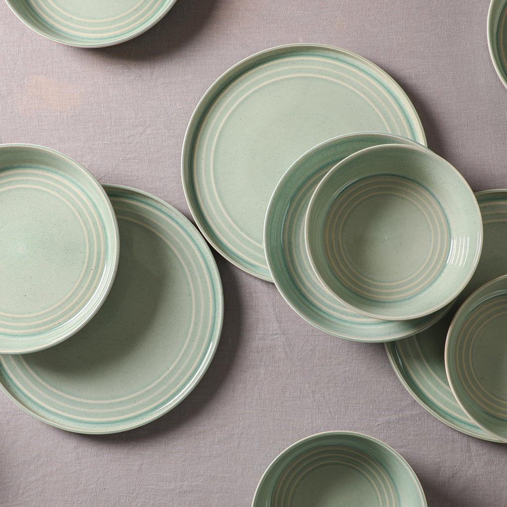 Stone Lain Claire 4-Piece Bowl Set Stoneware, Bowls, Dishwasher and Microwave Safe, Dish Set for 4, Green