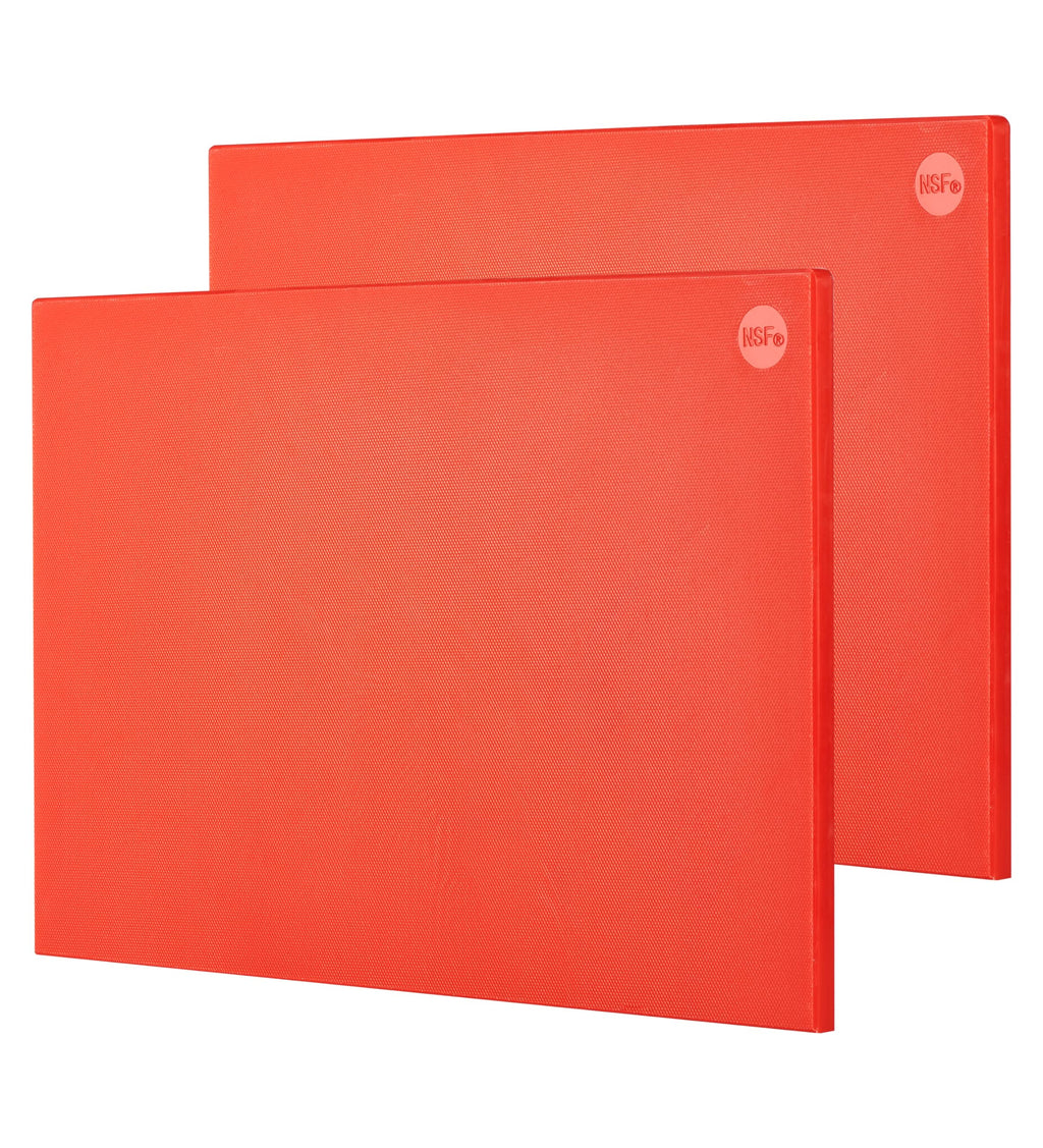 CURTA 2-Pack Red Cutting Boards for Kitchen, 24" x 18" x 0.5" Color Coded Plastic Chopping Board with Anti Slip Surface Dishwasher Safe