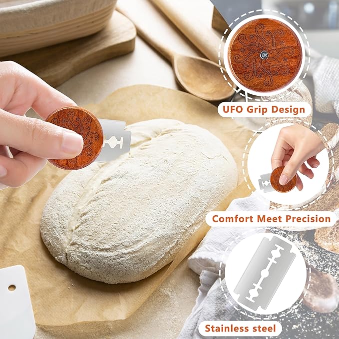 Epritliber UFO Bread Lame Cutter for Homemade Sourdough,Bread Scorer Tool for Sourdough with 5 Blades and Case,Slashing Tool Bread Cutting Knife for Artisan Bread and Baguette Makers,Octopus