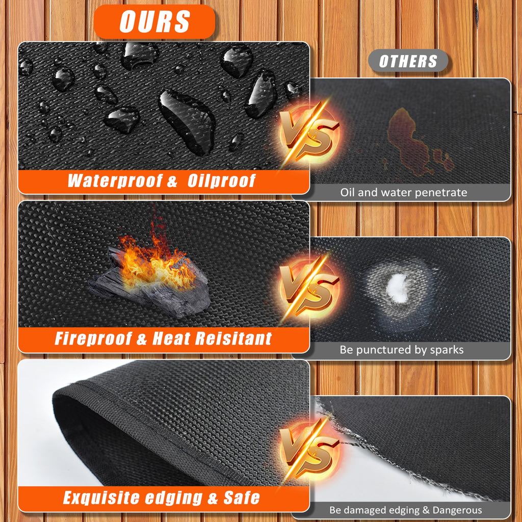 Amerbro Round Fire Pit Mat Compatible with Solo Stove Bonfire, Accessories Compatible with Solo Stove, 3-Layer Fireproof Esay to Clean Grill Matt for Outdoor Grill Deck Protector, 59in