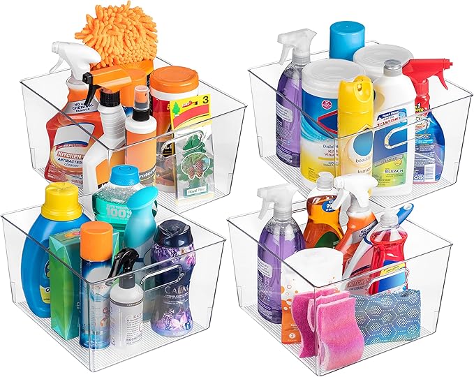 ClearSpace Clear Plastic Storage Bins – XL 6 Pack Perfect Kitchen or Pantry Organization Fridge Organizer and Storage Bins, Cabinet Organizers