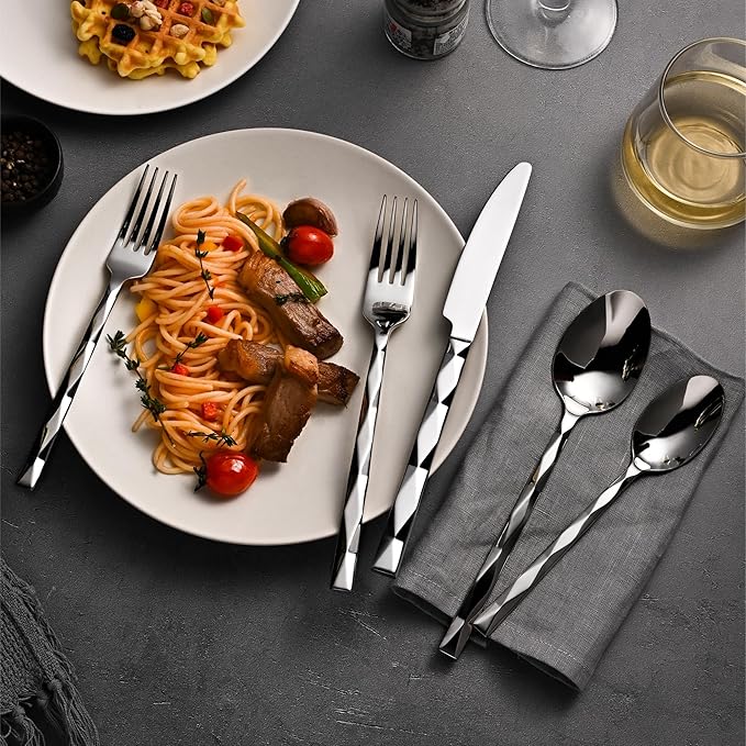 60 Piece 18/10 Silverware Set, Stainless Steel Flatware Cutlery set for 12
