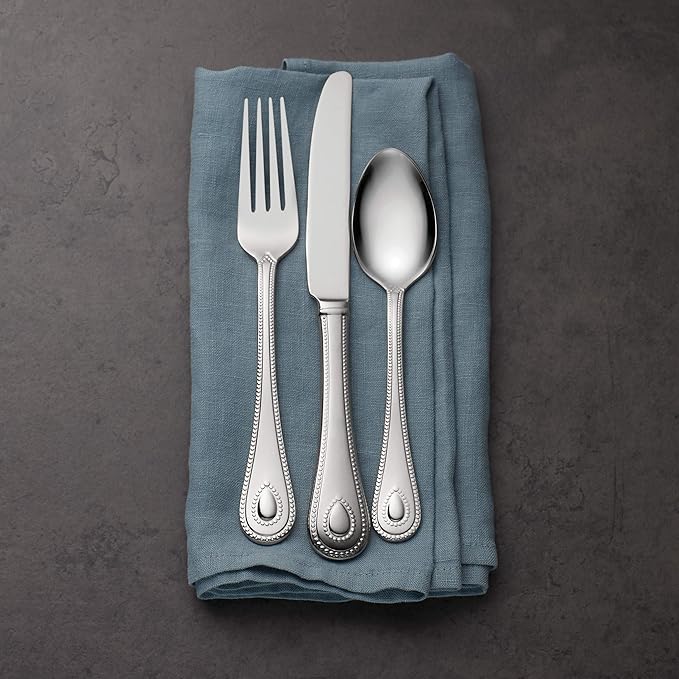Lenox French Perle 65-Piece 18/10 Silverware Set for 12, Flatware