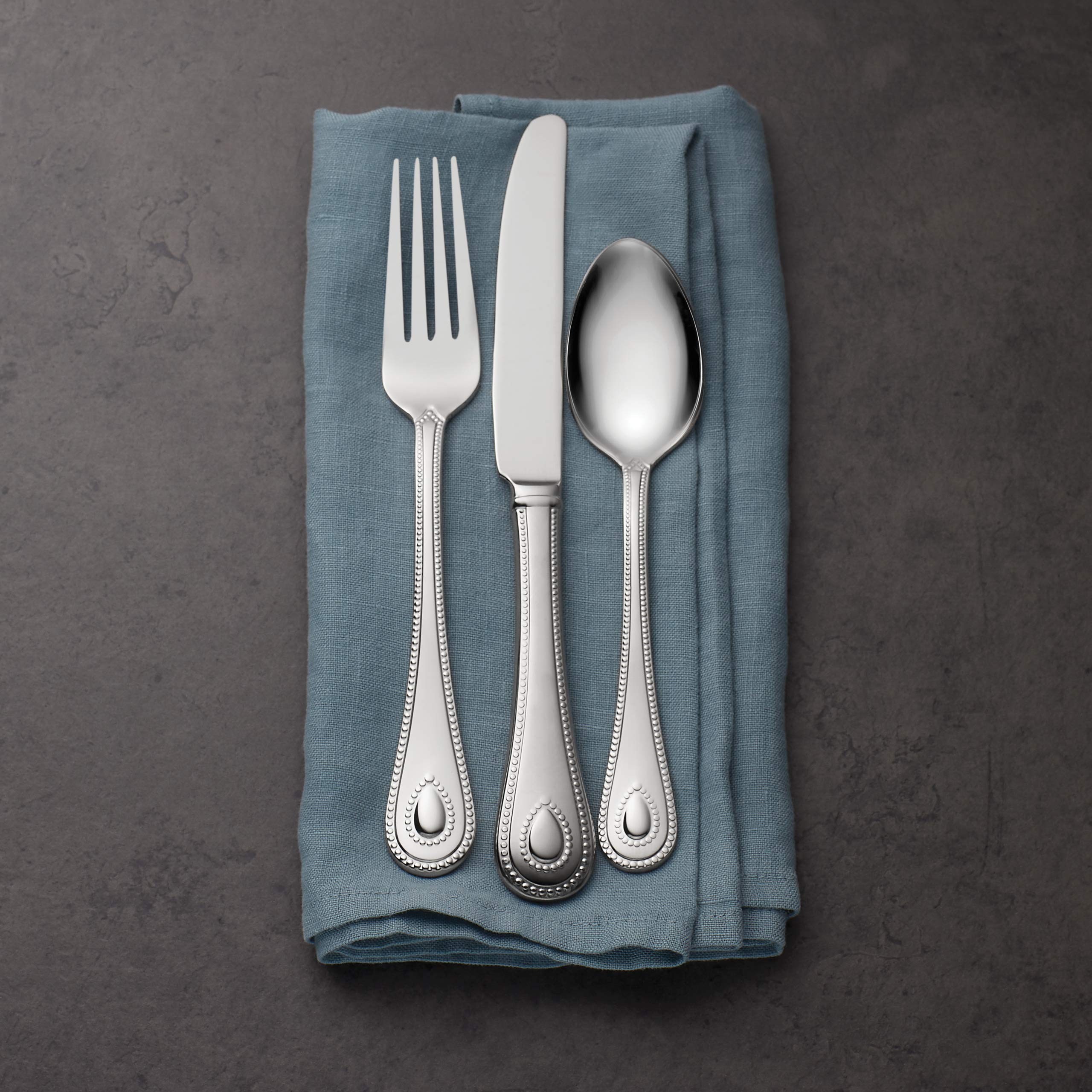 Lenox French Perle 65-Piece 18/10 Silverware Set for 12, Flatware