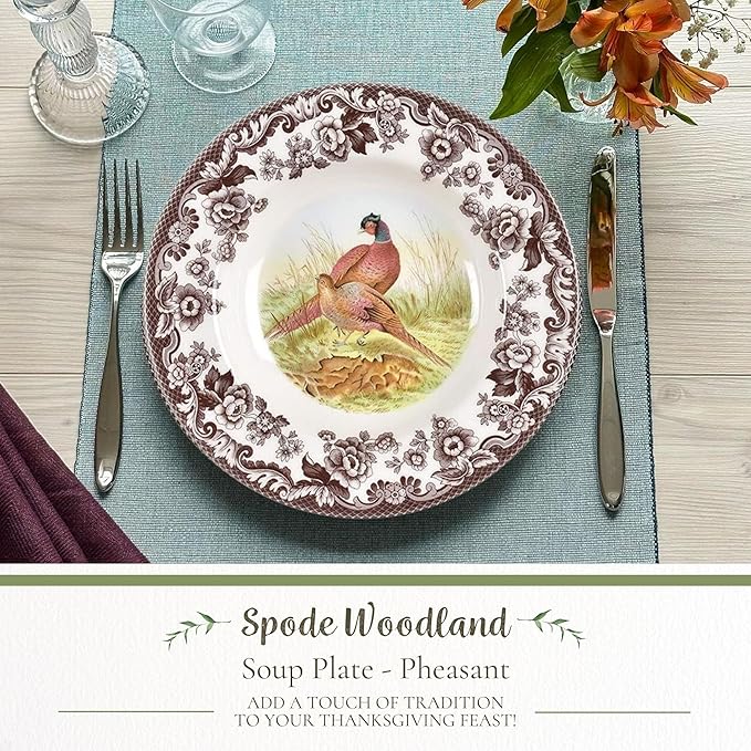 Spode Woodland 9" Soup Plate, Pheasant