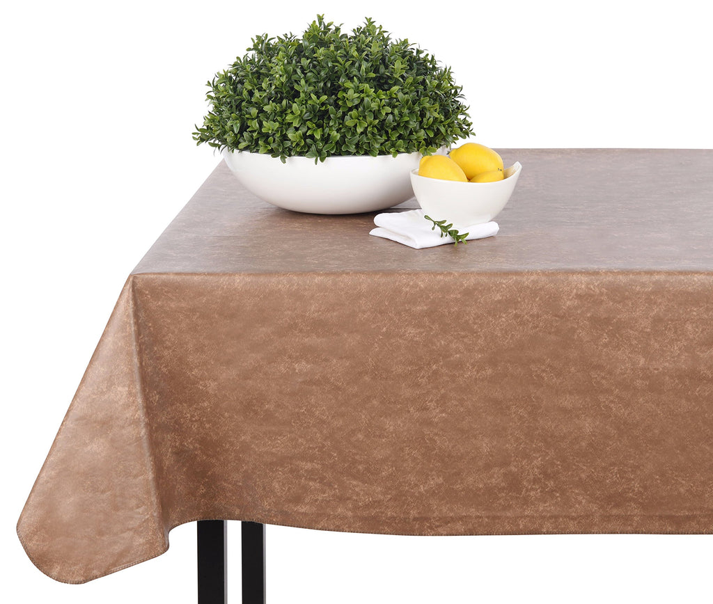 Yourtablecloth Heavy Duty Vinyl Rectangle or Square Tablecloth – 6 Gauge Heavy Duty Tablecloth – Flannel Backed – Wipeable Tablecloth with Vivid Colors & Many Sizes 52 x 108 Stone