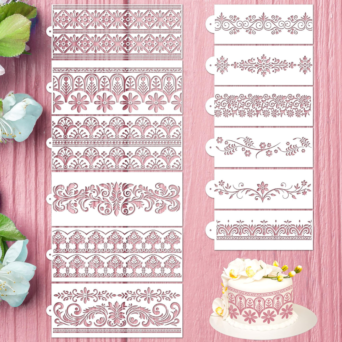 Sitsink Mandala Flower Coffee Stencils - 25 Pcs Stencils for Cookies Sourdough Bread Decor, Reuable Template for Crafts Floral Design