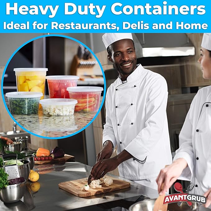 Deli-Grade BPA-Free 24oz Plastic Containers with Lids 24ct. Leakproof Microwavable Portion Container for To-Go Orders, Food Prep and Storage. Reusable Takeout Cup for Restaurant Cafe and Catering.