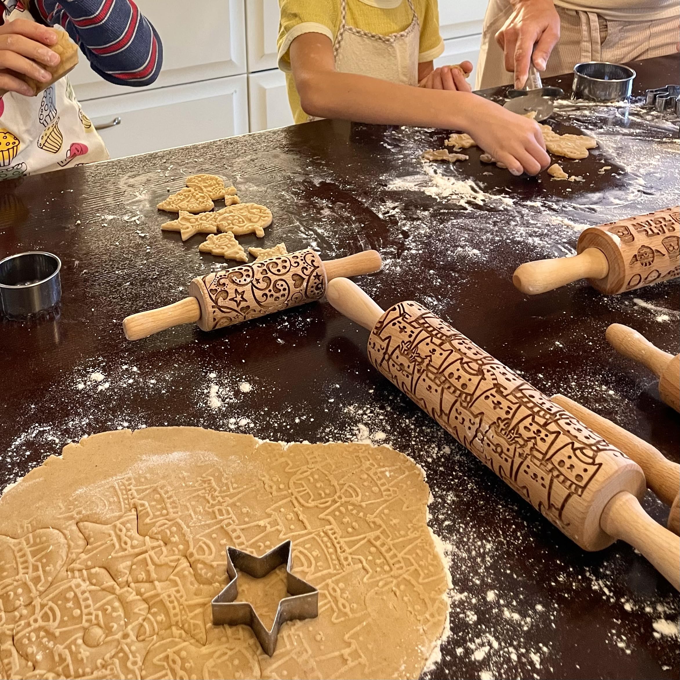 AZTEC Embossed Rolling Pin for Ceramic. Clay Roller and Ceramic Stamp for Embossing Pottery. Baking Gifts for Women by Algis Crafts for Embossed Cookies