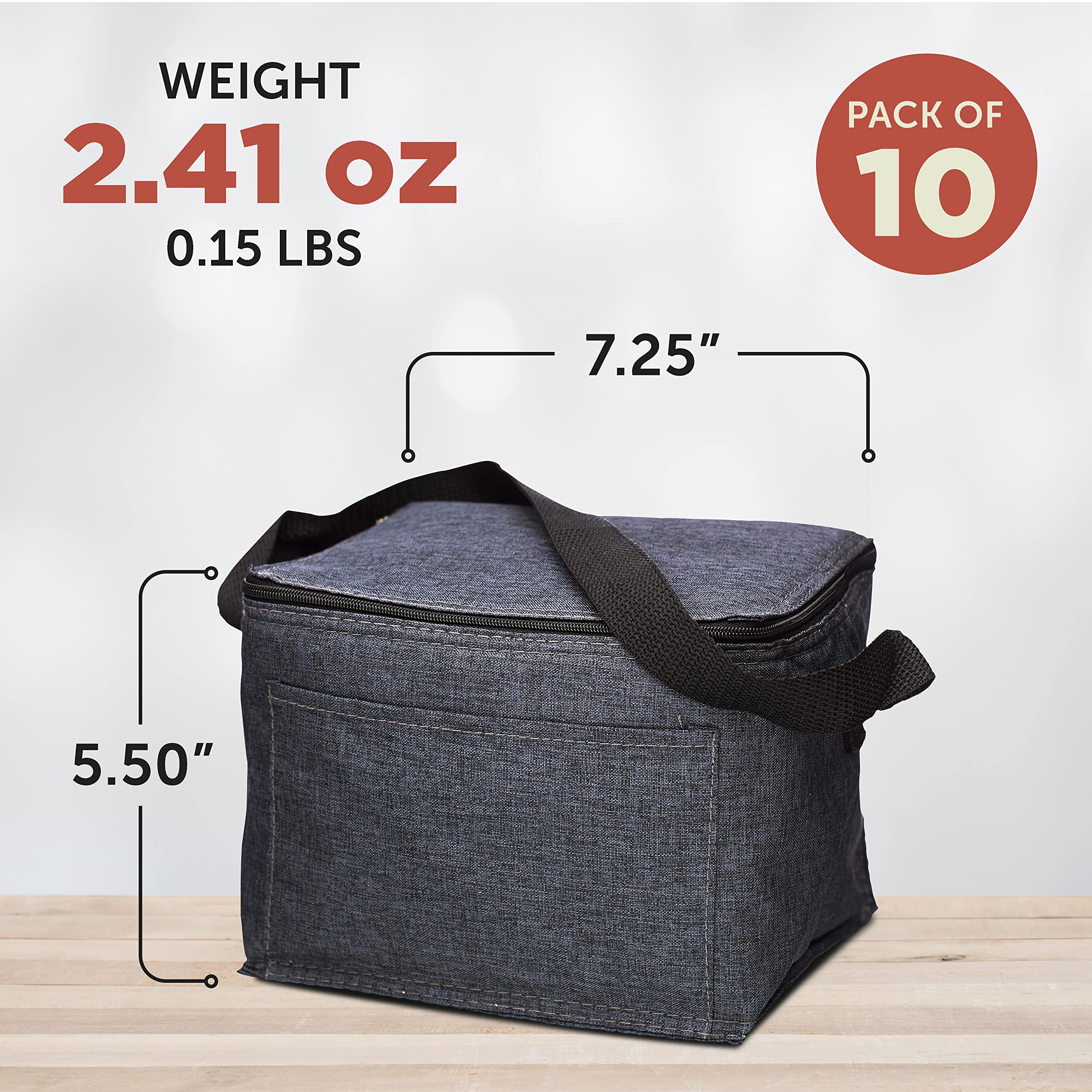 Custom Insulated Cooler Lunch Bag Set of 10/50/100, Personalized Bulk Pack - Perfect for Work, Travel, Outdoor Events - Blue