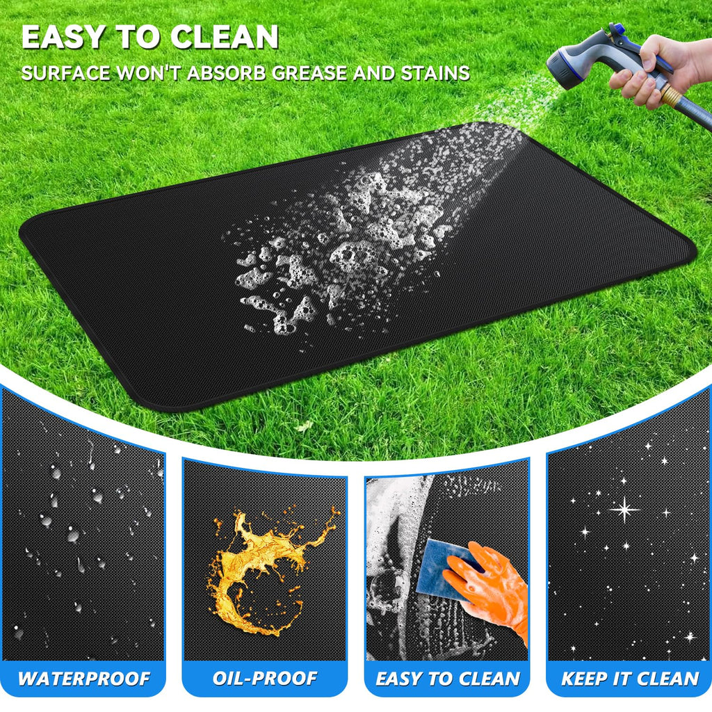 GRIBUDDY 48 x 30 inch Under Grill Mats for Outdoor Grill, Double-Sided Fireproof Deck Patio Protector Mat, Waterproof Oil-Proof BBQ Floor Pad Indoor Fire Pit Fireplace Mat