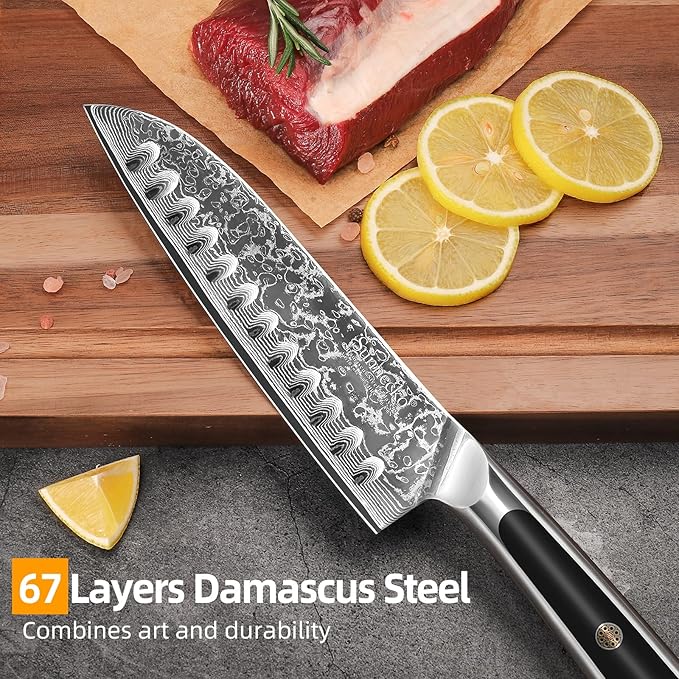 Kitchen Knife Japanese Damascus Santoku Knife 7 Inch