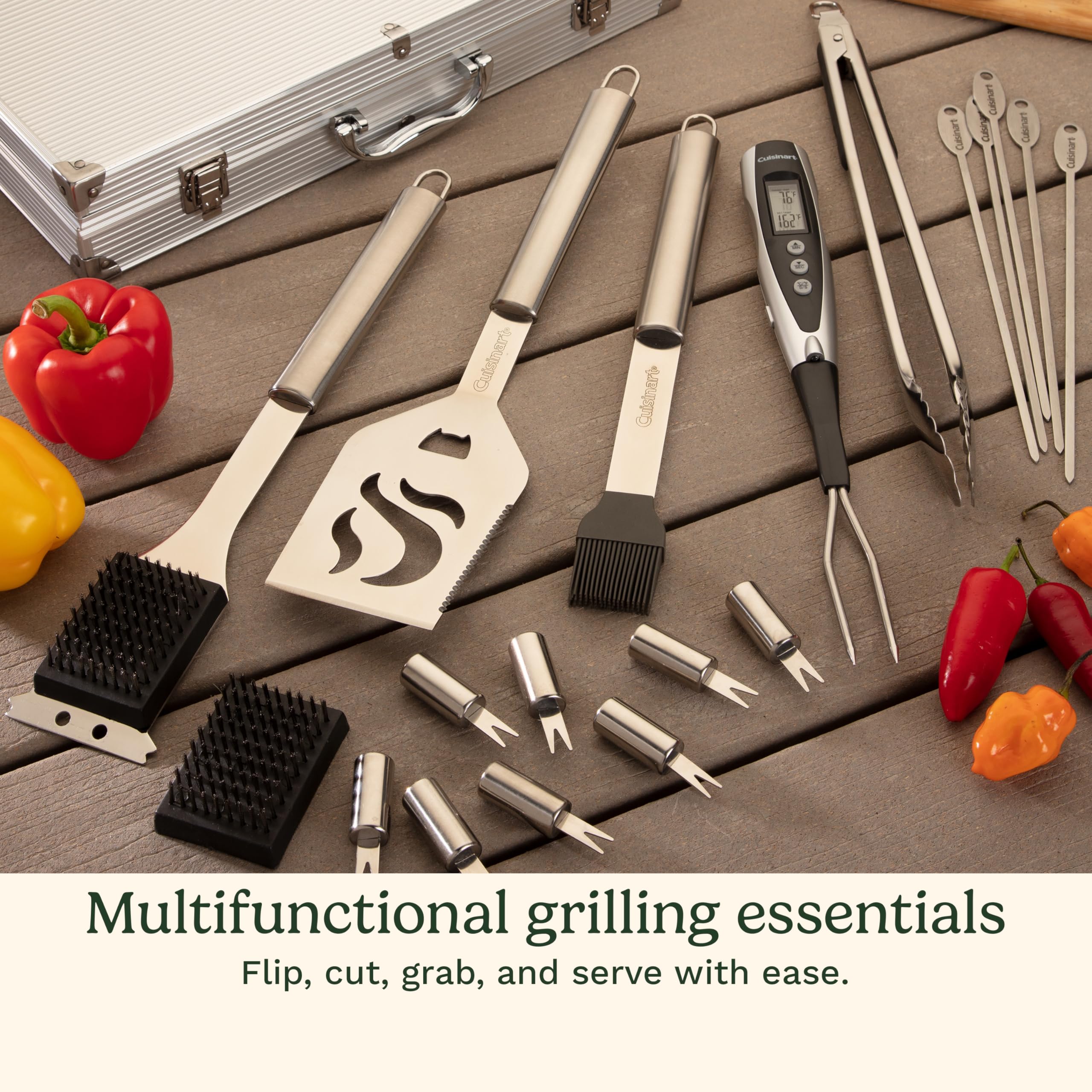 Cuisinart Deluxe Grill Tool Set, 20-Piece Grill Set, BBQ Accessories with Aluminum Case, Stainless Steel Grilling Accessories, BBQ Tools, Grilling Gifts for Men, for Dad Husband