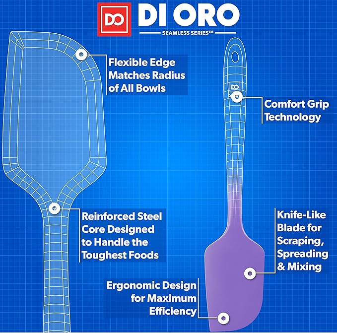 DI ORO Large Silicone Spatula - 600F Heat Resistant, Lavender