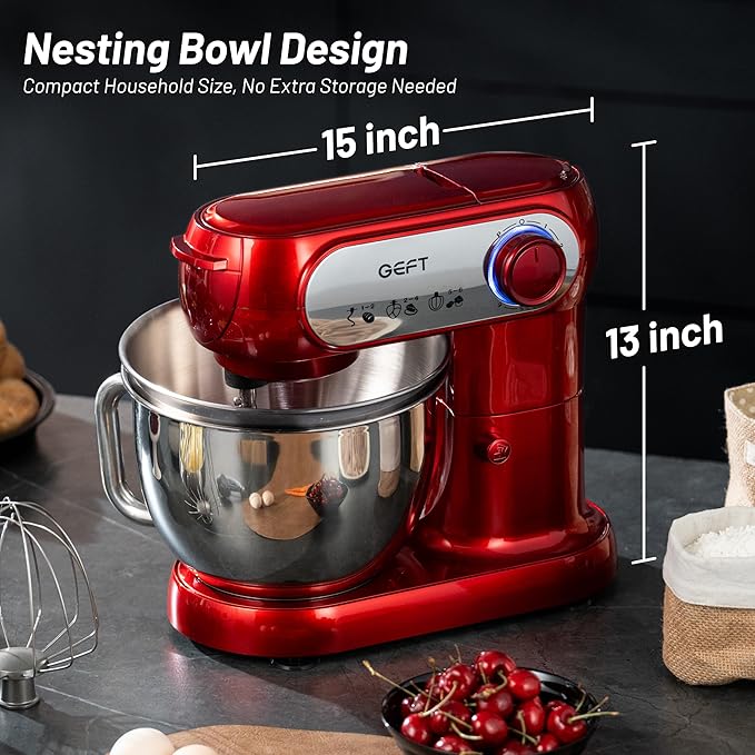 GEFT Stand Mixer, 3.5QT&6QT Bowls Mixers Kitchen Electric Stand Mixer Red