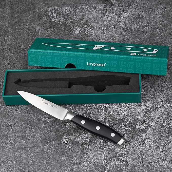 linoroso 3.5 Inch Paring Knife, Sharp Forged German Stainless Steel Kitchen Knife, Full Tang Small Fruit Knife with Ergonomic Handle, Premium Classic Series with Elegant Gift Box