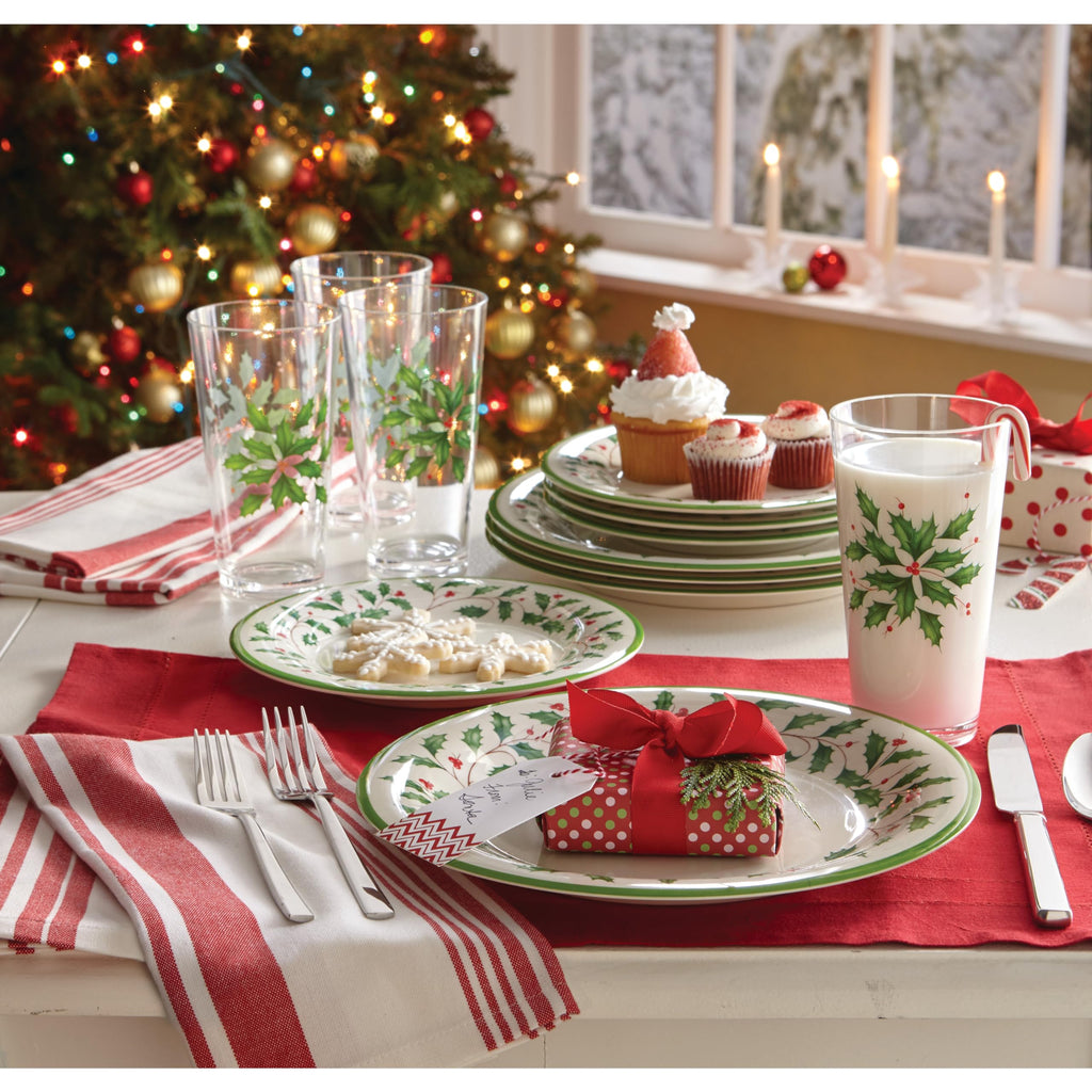 Lenox Holiday Melamine Christmas Dinner Plate Set for 4
