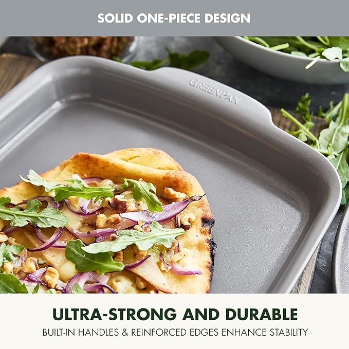 GreenPan Premiere Ovenware Healthy Ceramic Nonstick 13" x 9" Quarter Sheet Baking Pan, PFAS-Free, Warp-Free Bakeware, Durable Quick Heating, Oven & Broiler Safe to 600F, Dishwasher Safe, Gray