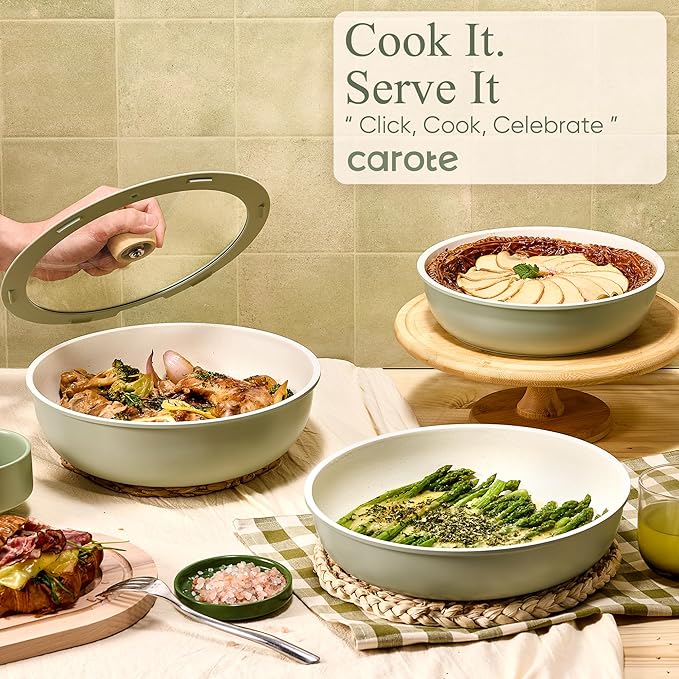 CAROTE 19pcs Pots and Pans Set Non Stick, Detachable Handle Cookware