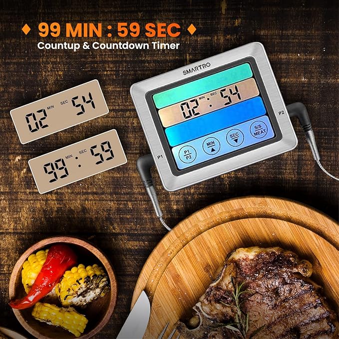SMARTRO ST54 Dual Probe Digital Meat Thermometer with Timer Mode