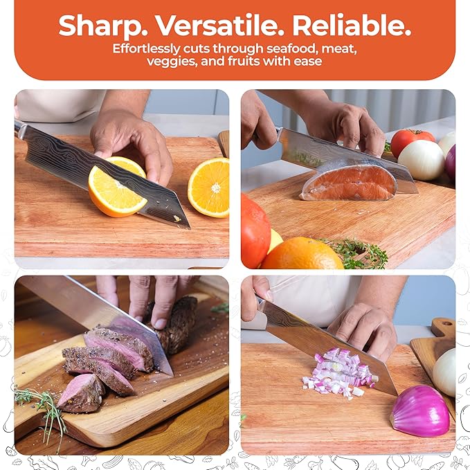 Gidli 8 Inch Chef Knife Set with Diamond Sharpener - Sharp Kitchen Knife