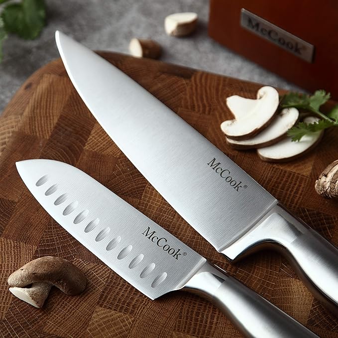 McCook Kitchen Knife Set 15PC Knife Block Set w Built-in Sharpener