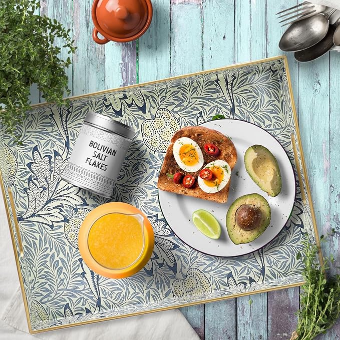 Omuriko Rectangle Plastic Serving Tray with Handles, Elegant Decorative Tray for Coffee Table, Ottoman, Living Room, Kitchen, and Outdoor Use. 12"*16"*1.6" F