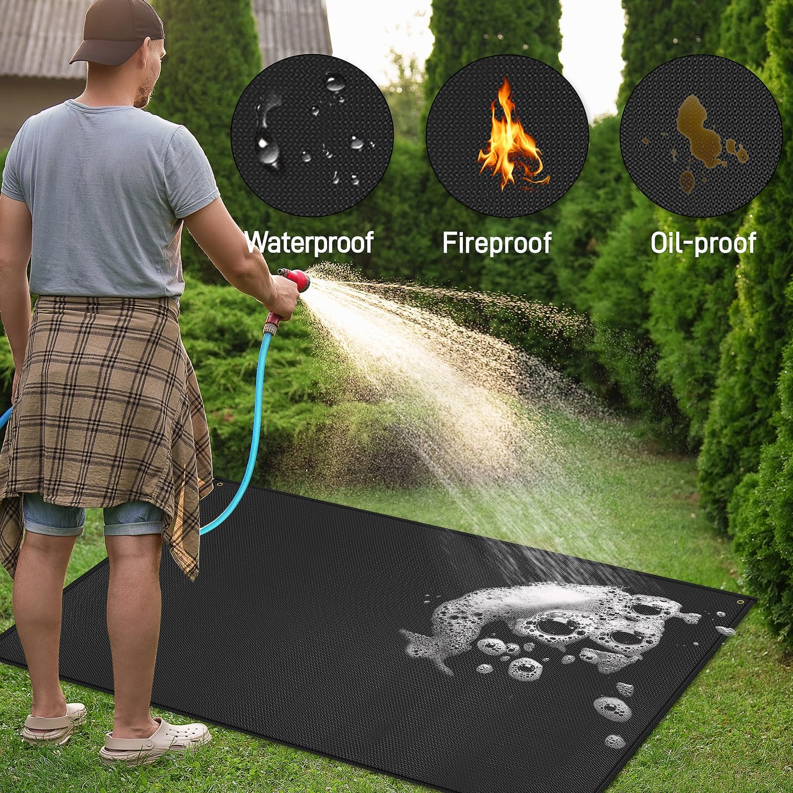 TOHONFOO Large Grill Mats for Outdoor Grill Deck Protector 90 x 48 x 0.04in