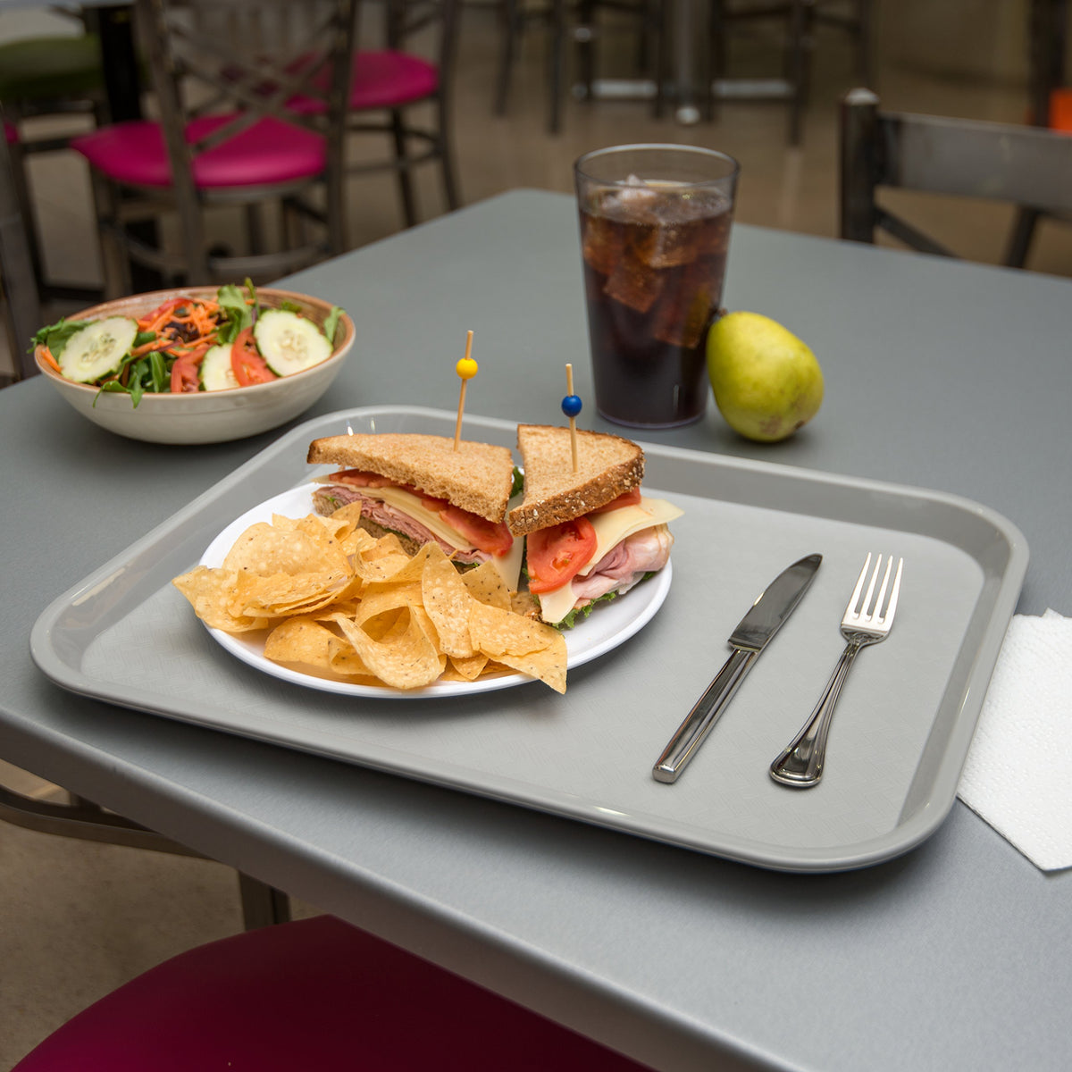 Carlisle FoodService Products Café Cafeteria Tray, Fast Food Tray for Restaurant or Commercial Use, 14" x 18", 12 Count, Gray