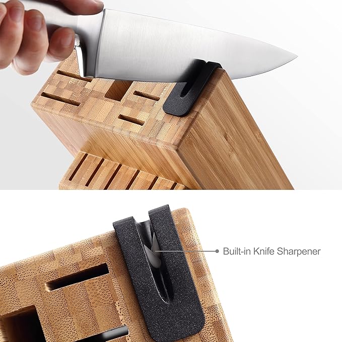McCook Knife Set Kitchen Steel Knife Block Set w Built-in Sharpener