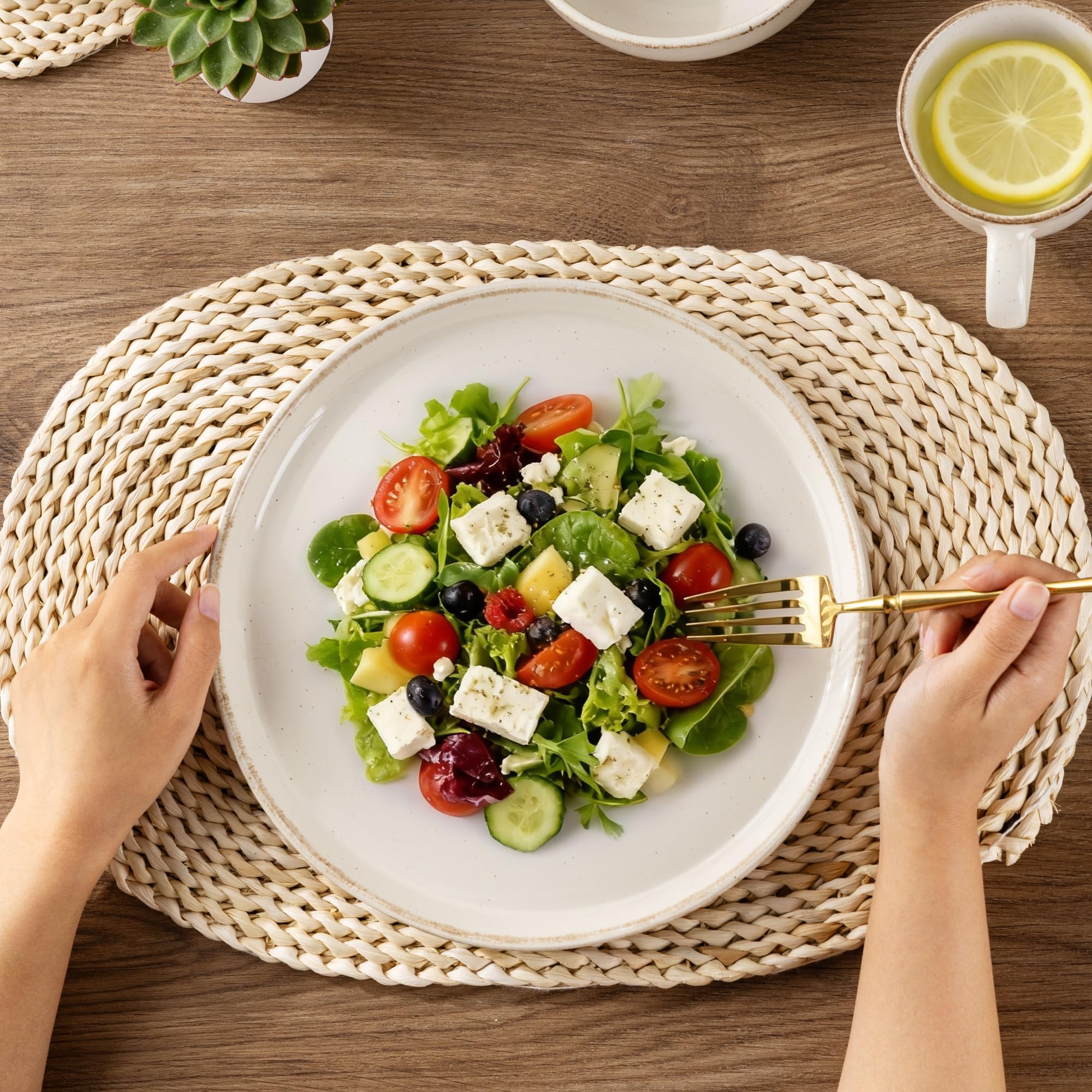 AmorArc Dinnerware Sets for 4, 16 Pieces Ceramic Plates and Bowls Set