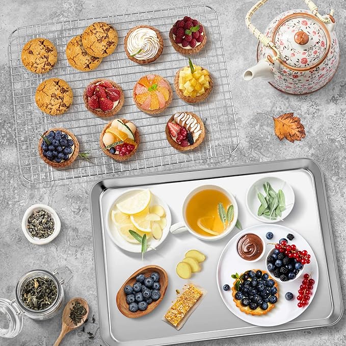 P&P CHEF 16 Inch Baking Sheet Pan and Cooking Rack - 2 Pieces