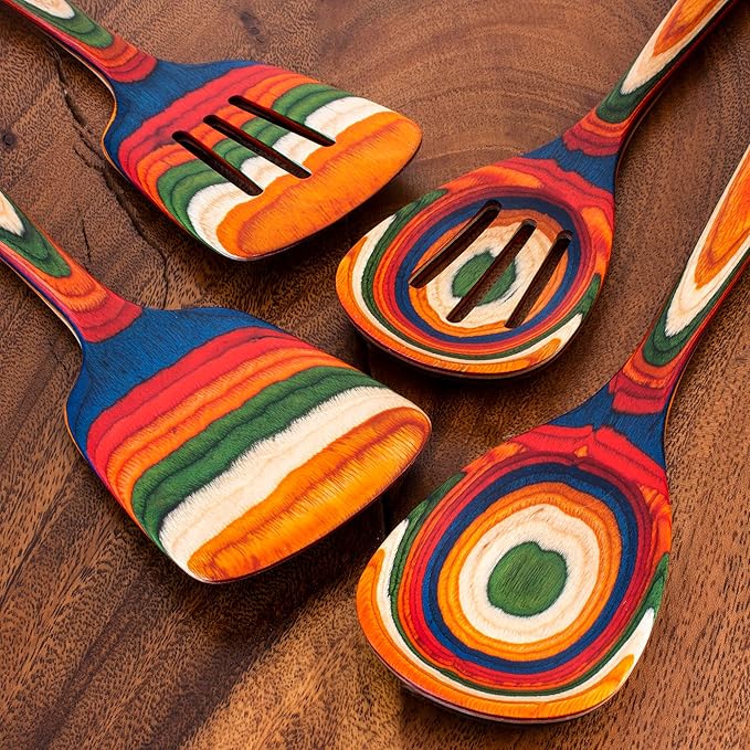 Totally Bamboo Baltique Marrakesh Collection 4 Piece Cooking Utensil Set, Ready for Nonstick