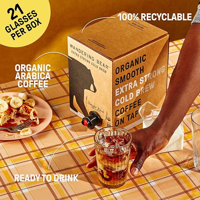 Wandering Bear Straight Black Organic Cold Brew Coffee On Tap - 128 fl oz