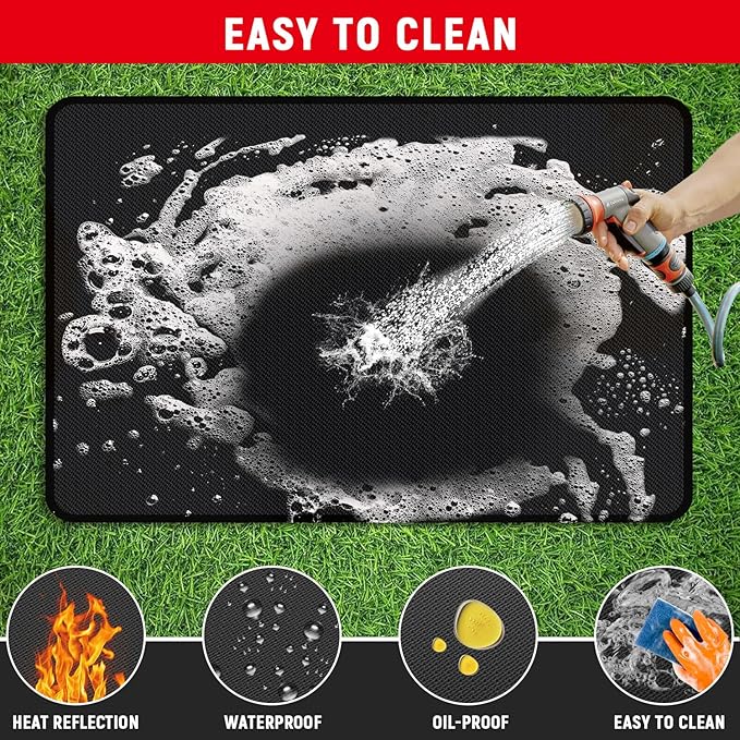 rumlick 75 x 40 inch Under Grill Mats for Outdoor Grill, Double-Sided Fireproof, Oil and Waterproof Protective Mat for Grass and Deck, Outerdoor BBQ Fire Pit Fireplace Mat