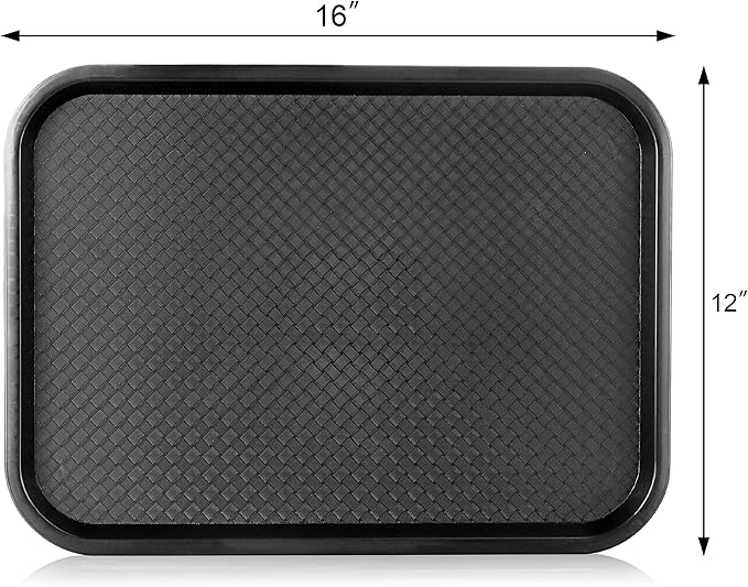 New Star Foodservice Fast Food Tray, 12 x 16 Inch, Set of 12, Black