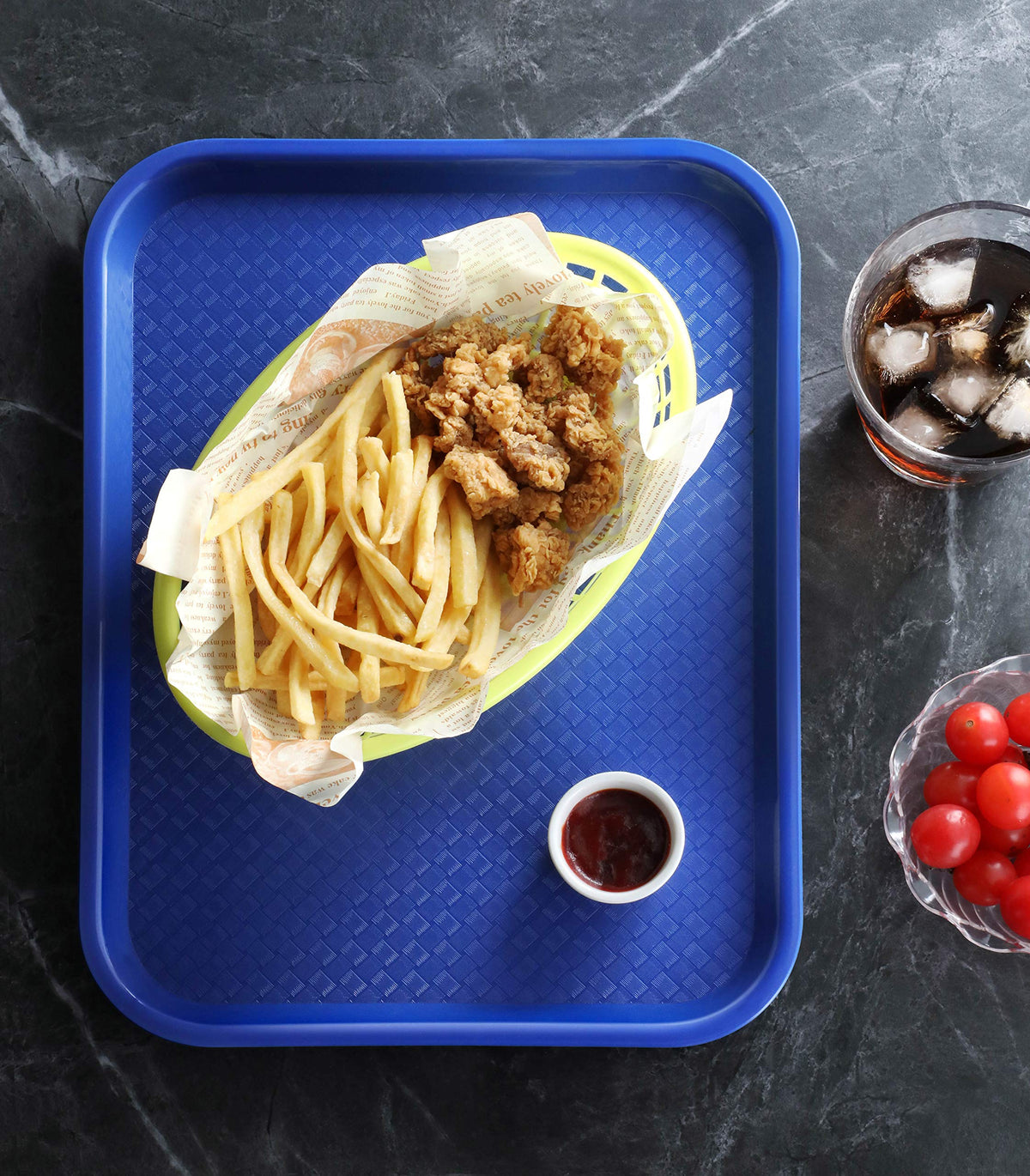 New Star Foodservice Plastic Fast Food Tray, Blue, 10 by 14-Inch