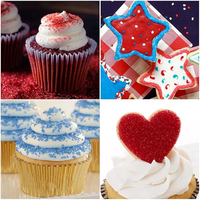 Cake Mate 4th of July Dot Cake Decorating Kit – Red & Blue Decorating Sugar, Red, White & Blue Sprinkles & Cookie Icing for Patriotic Cakes, Cupcakes, Cookies & Desserts