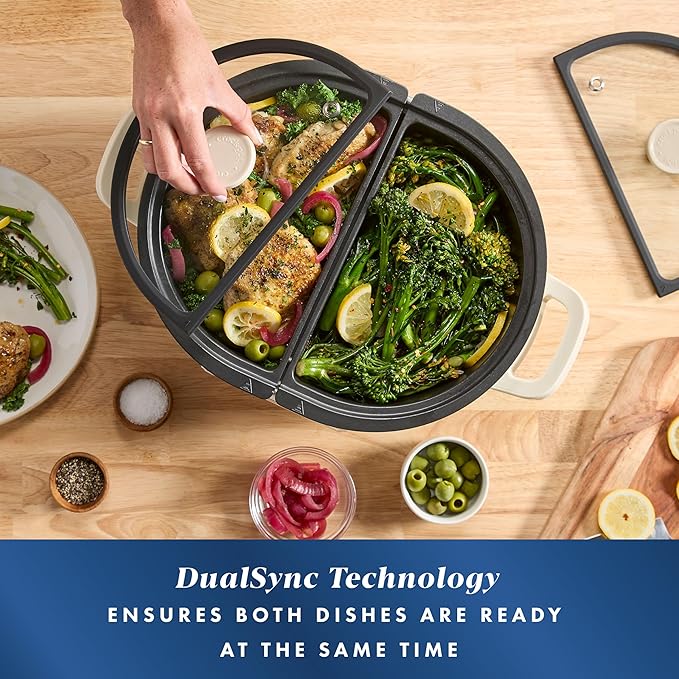 Crock-Pot MultiMeal Multicooker and Programmable Slow Cooker with Bake Function, Create 2 Dishes Simultaneously, Two 3.7qt Nonstick Pots Feed 8+ People, Dishwasher-Safe